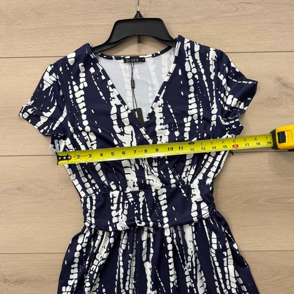 NWT Ouges Navy and White Print Women's Maxi Dress Size M - Picture 5 of 11